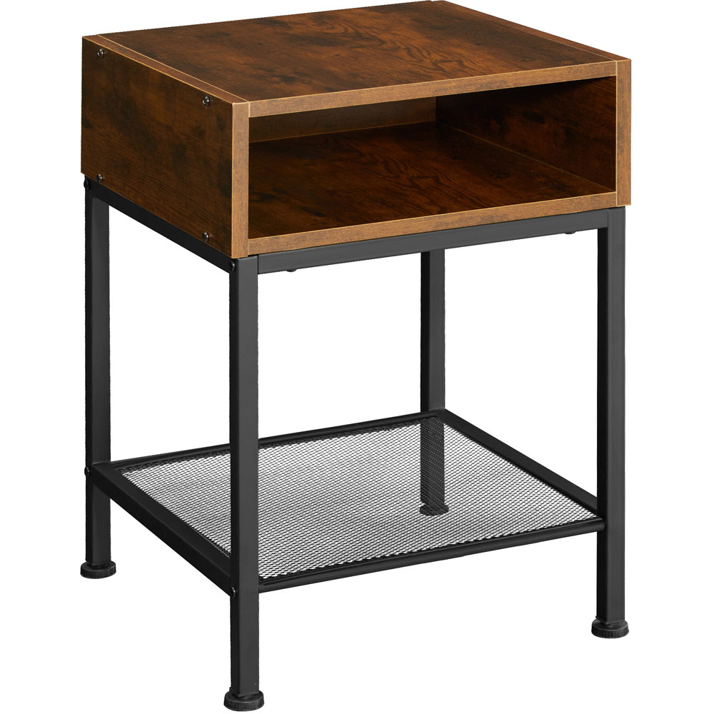 tectake Harlow 2 Compartment Dark Wood Bedside Table Image 2