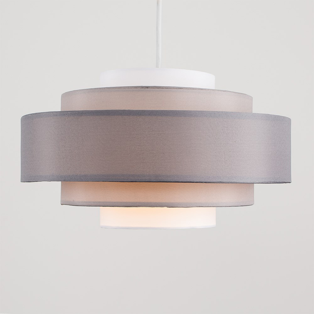 ValueLights Hampshire 3 Tone Grey Fabric 5 Tiered Ceiling Pendant Light Lamp Shade Image 4
