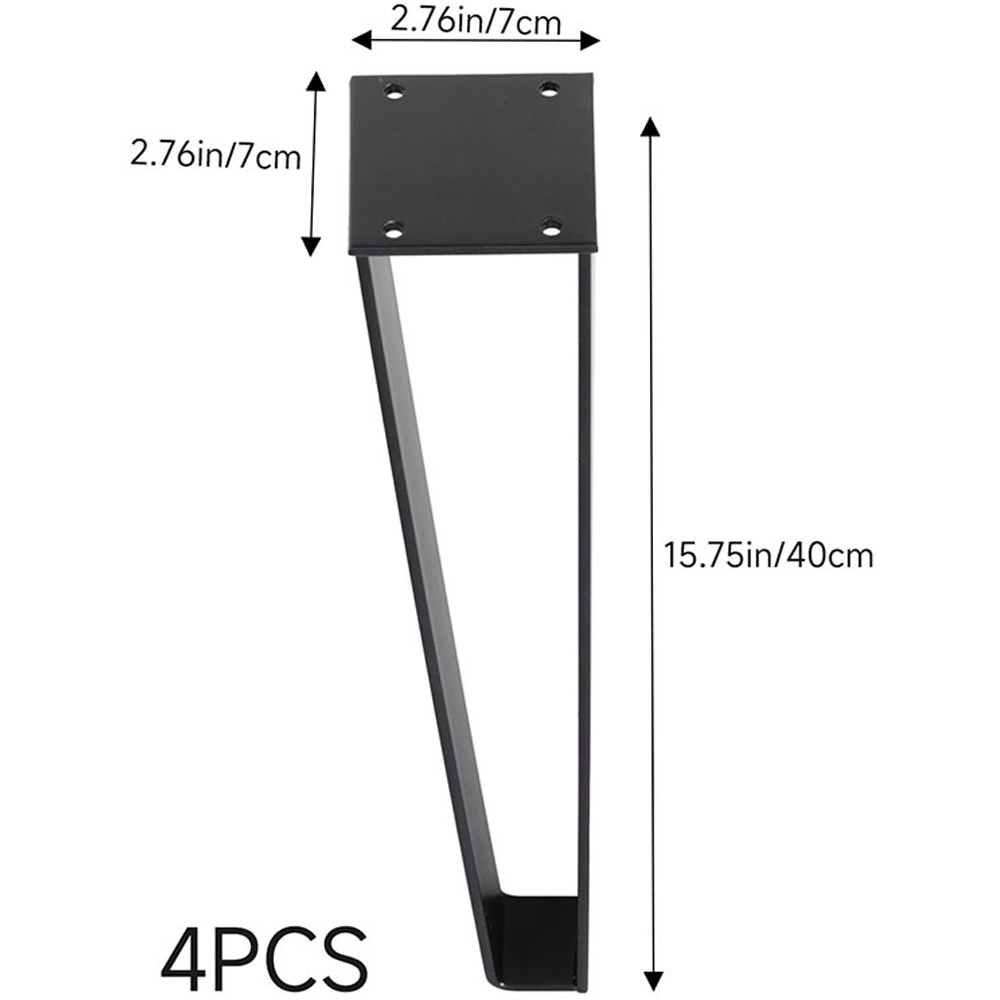 Living and Home 4 Pack Black Metal Trapezoid Furniture Legs 40cm Image 9