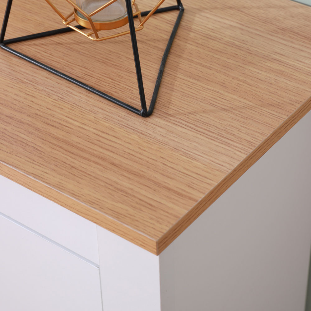 FurnitureHMD 2 Door 2 Drawer White and Oak Effect Wooden Sideboard Image 4