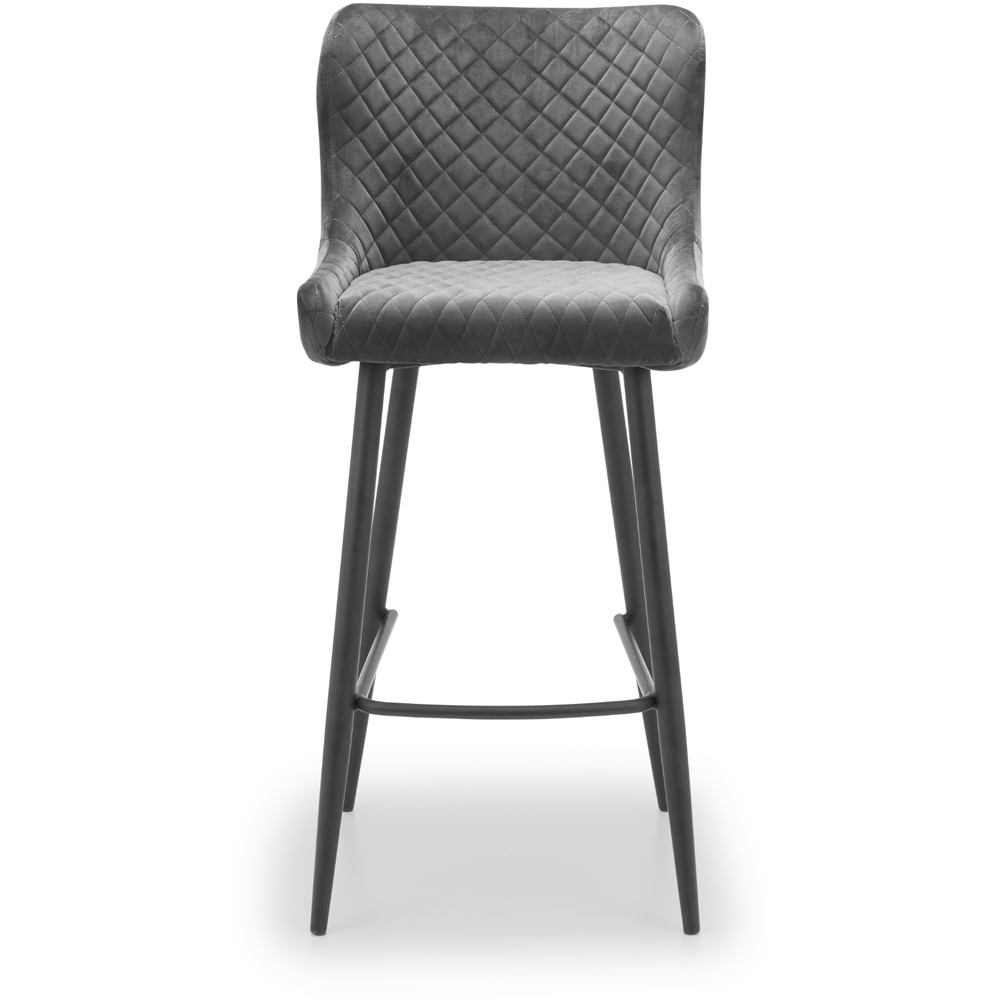 Julian Bowen Luxe Grey Velvet Bar Stool Image 3
