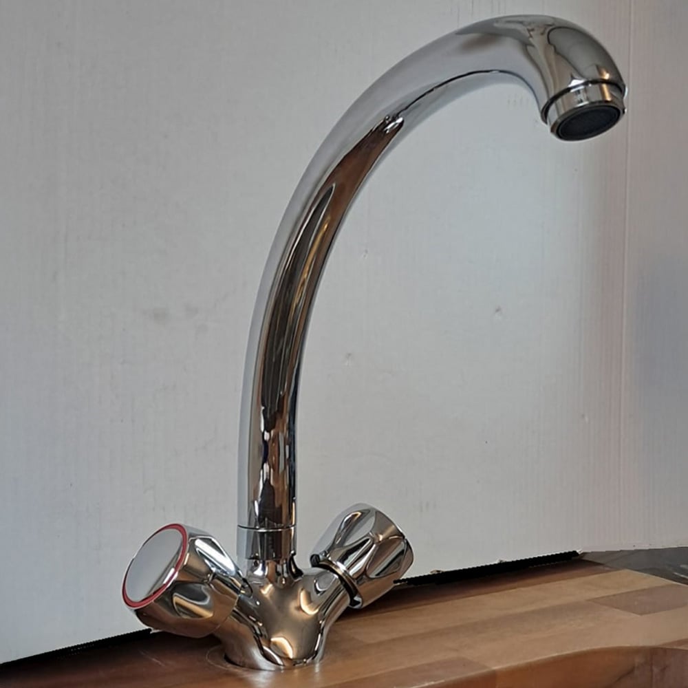 Piralla Dual Flow Swivel Spout Twin Lever Kitchen Tap Image 2