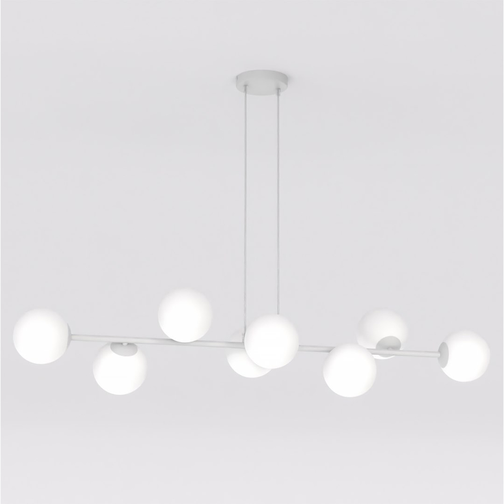 Emibig Magnus 8 Light Grey with Opal Finish E14 Ceiling Pendant Light Image 3