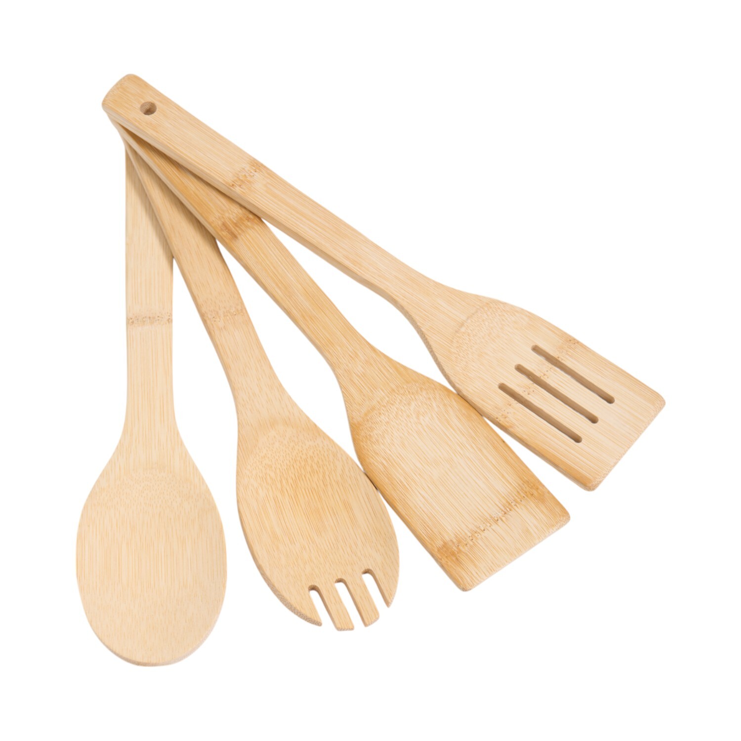 4 Piece Bamboo Kitchen Utensil Set Natural Image 2