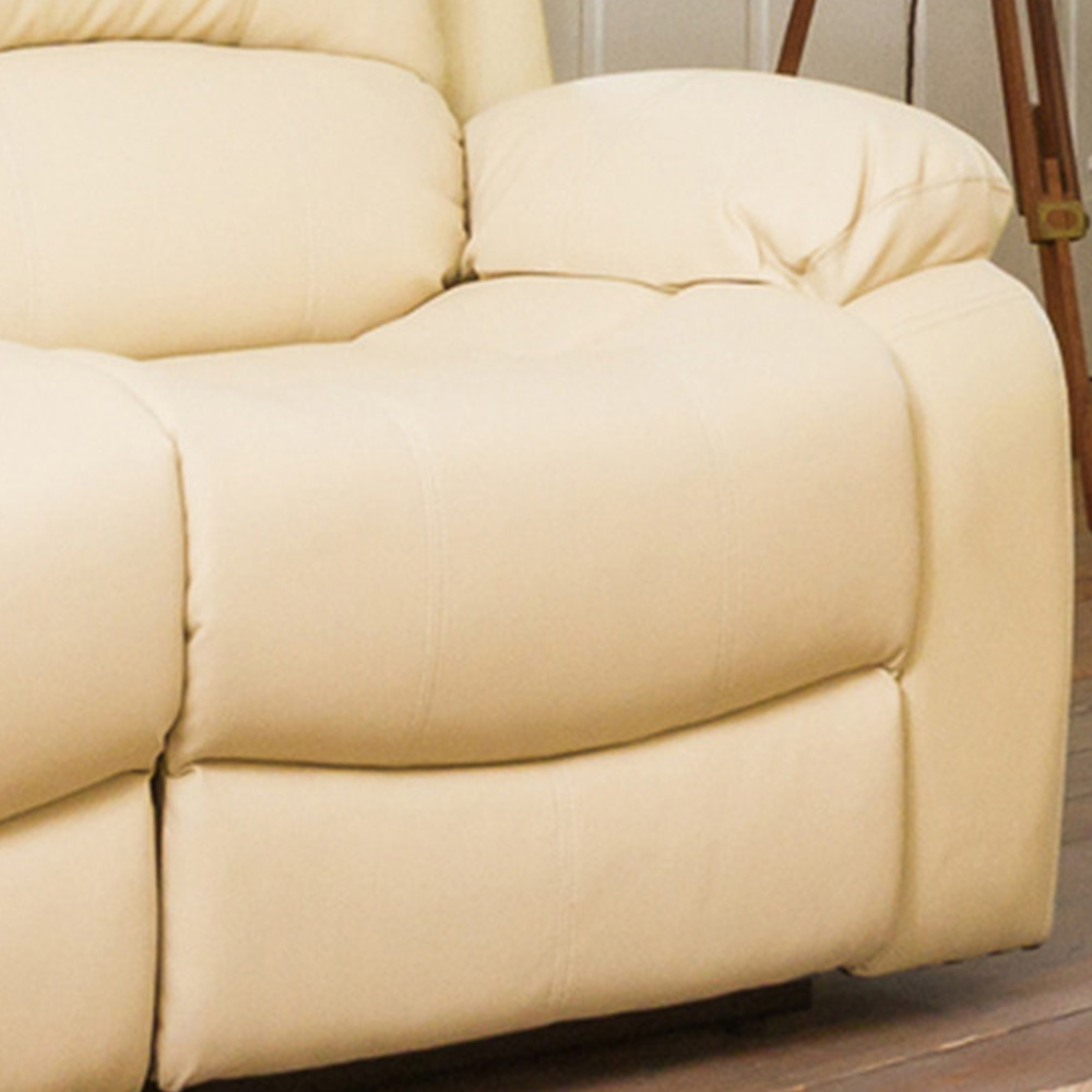 Glendale 2 Seater Cream Bonded Leather Manual Recliner Sofa Image 3