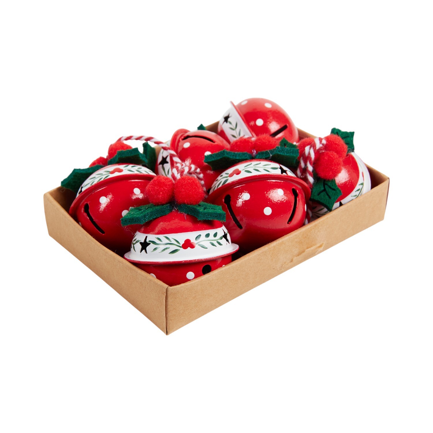 Set of 6 Holly Bells Red Image 5