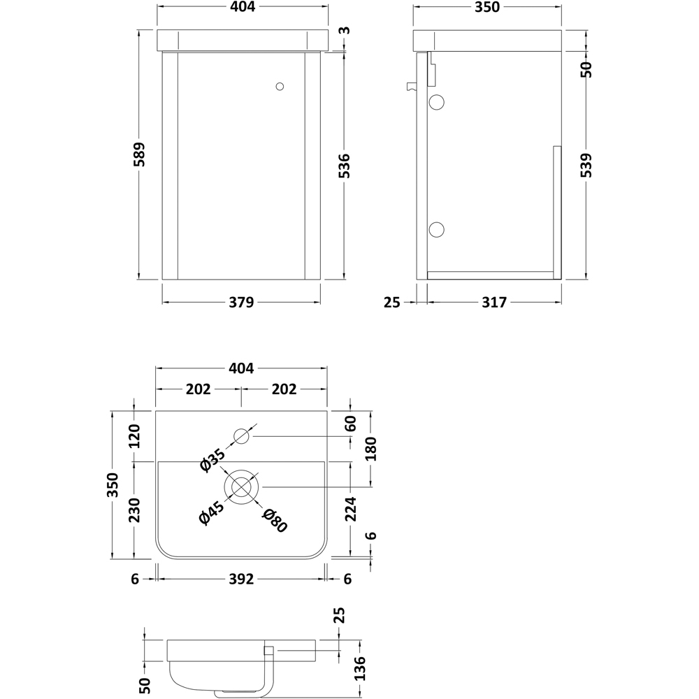 nuie Core 400mm Satin Green Wall Hung Unit with Tap and WC Image 2