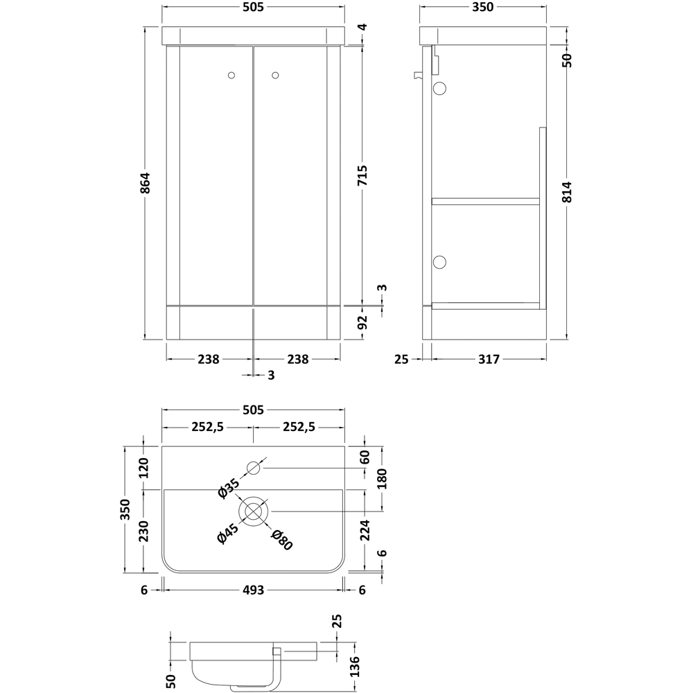 nuie Core 500mm Satin Green Floor Standing Unit with Tap and WC Image 2