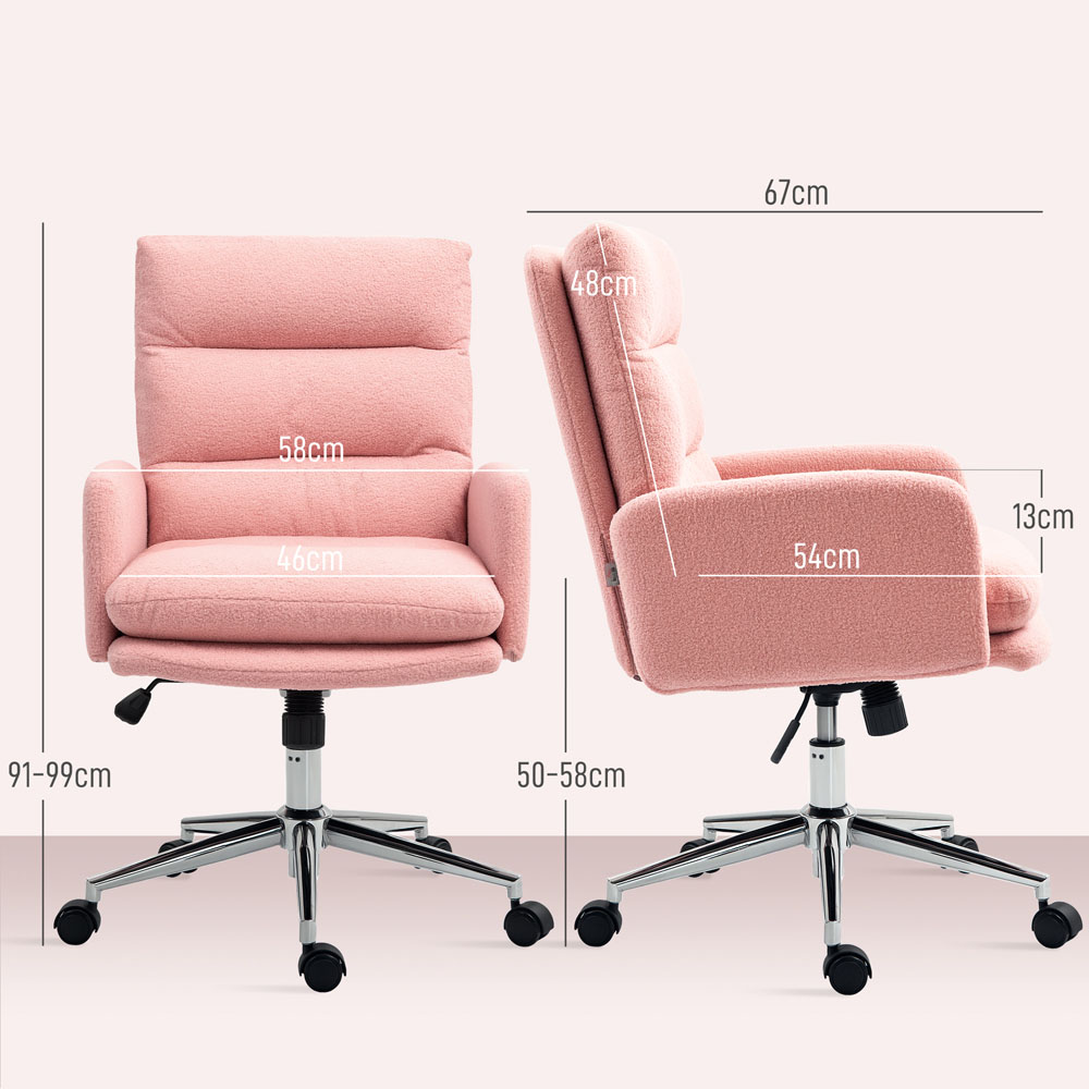 Portland Pink Upholstered Height Adjustable Office Desk Chair Image 9