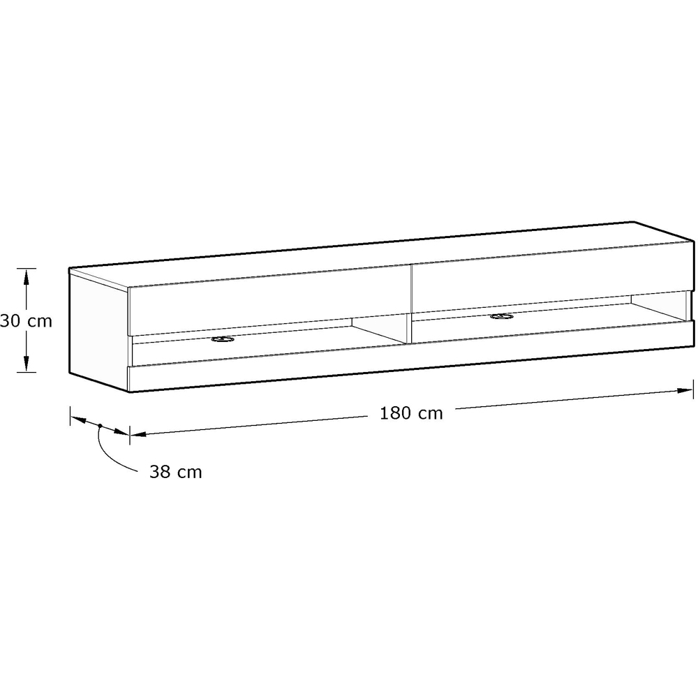 GFW Leon 2 Shelf Anthracite and Oak Wall TV Unit with LED Image 8