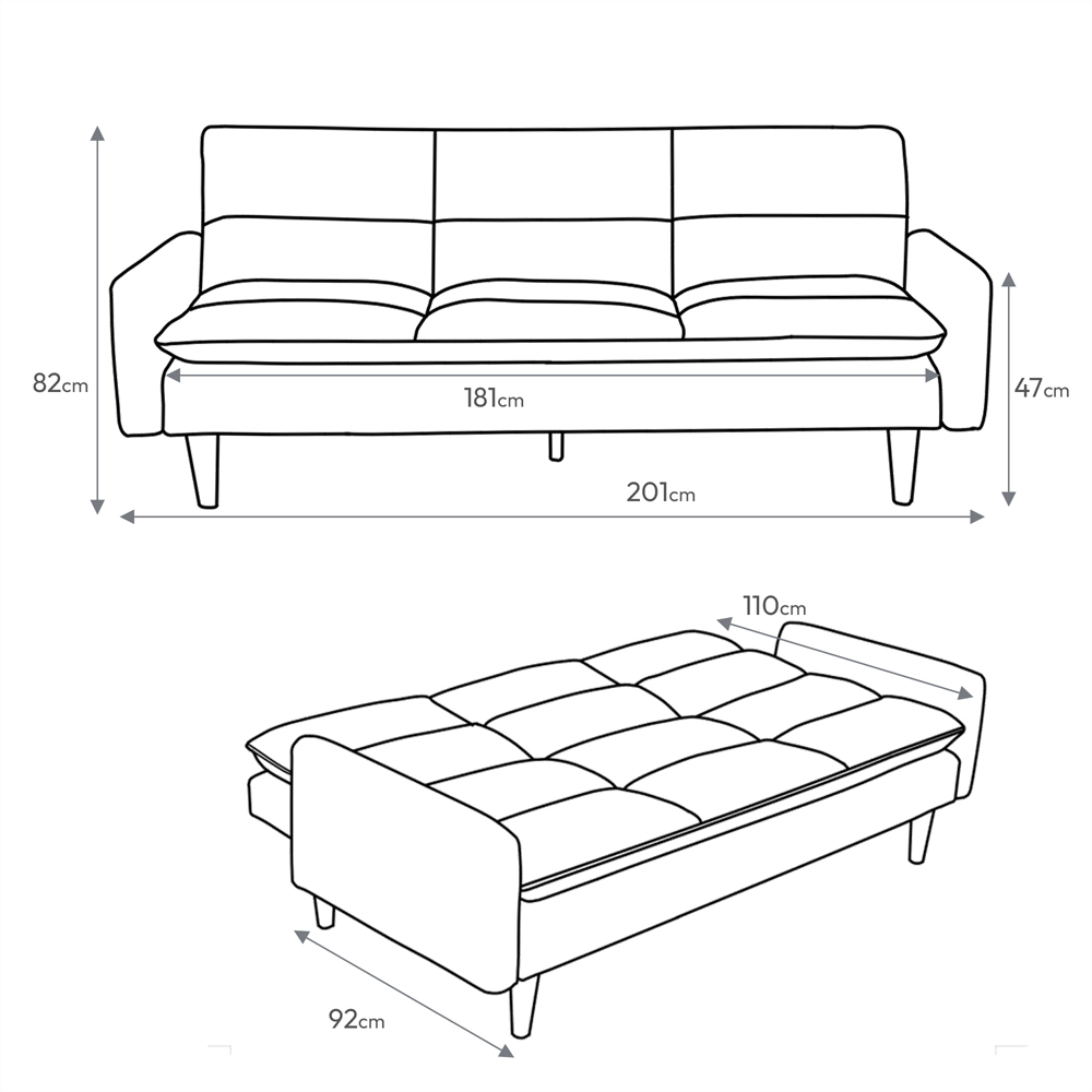 Shankar Cosy Rest 3 Seater Natural Chenille Effect Sofa Bed Image 9