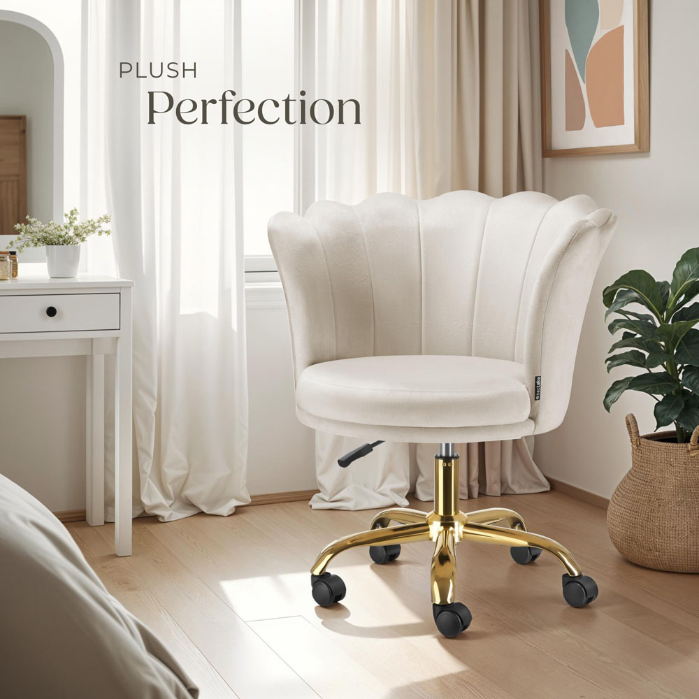 Tectake Stella Cream Soft Velvet Tulip Seat Desk Chair Image 8