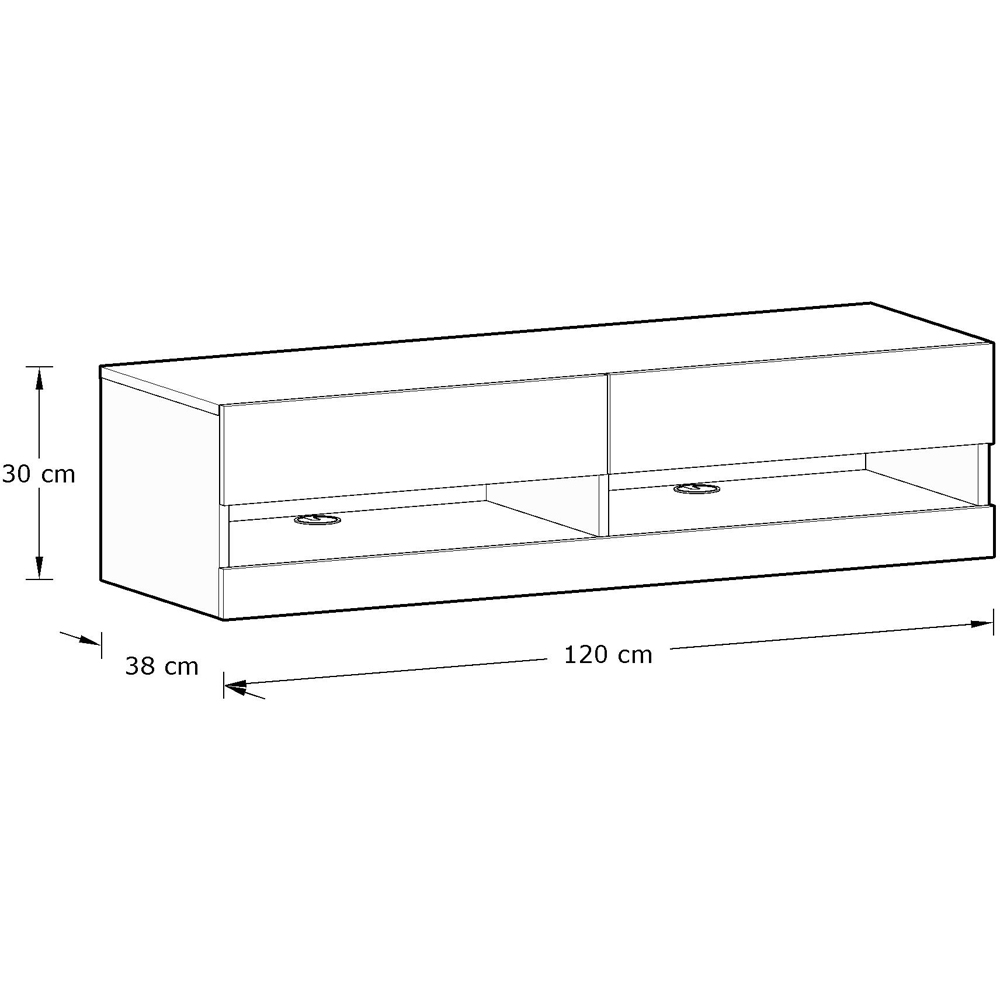 GFW Leon 2 Shelf Oak and Anthracite Wall TV Unit with LED Image 8