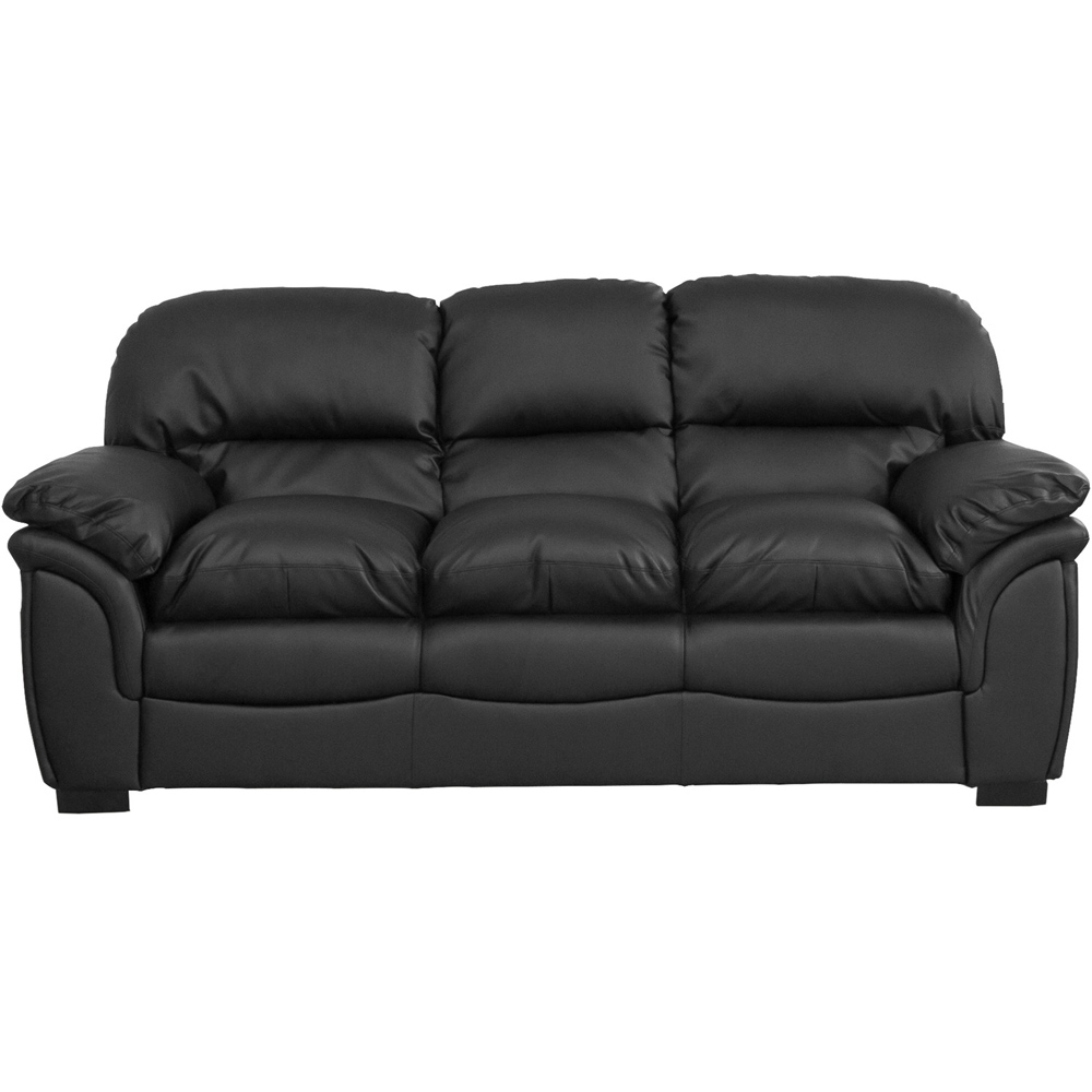 Leverton 3 Seater Black Bonded Leather Sofa Image 2