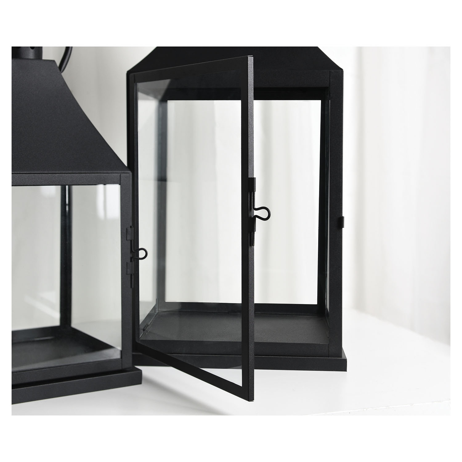 Set of 2 Lantern Matte Black - Black Image 4