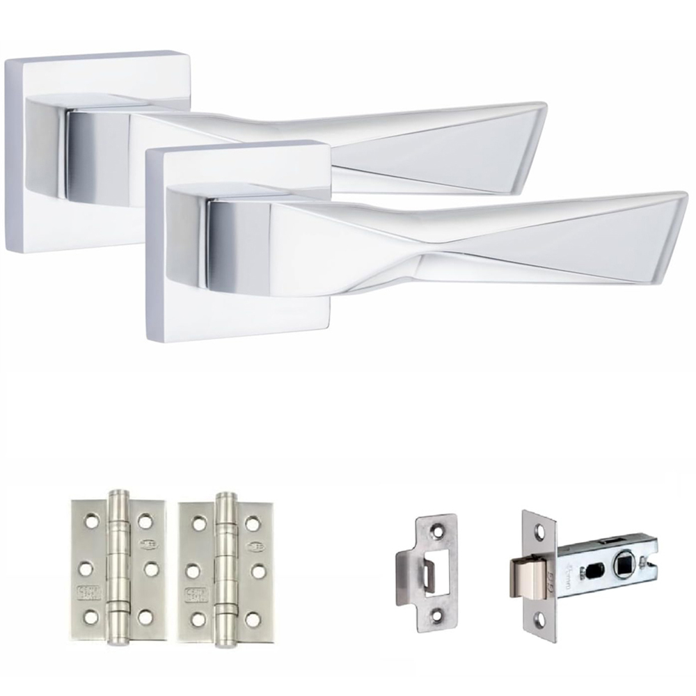 Golden Grace Polished Chrome Aura Door Handle Set 5 Pack Image 2