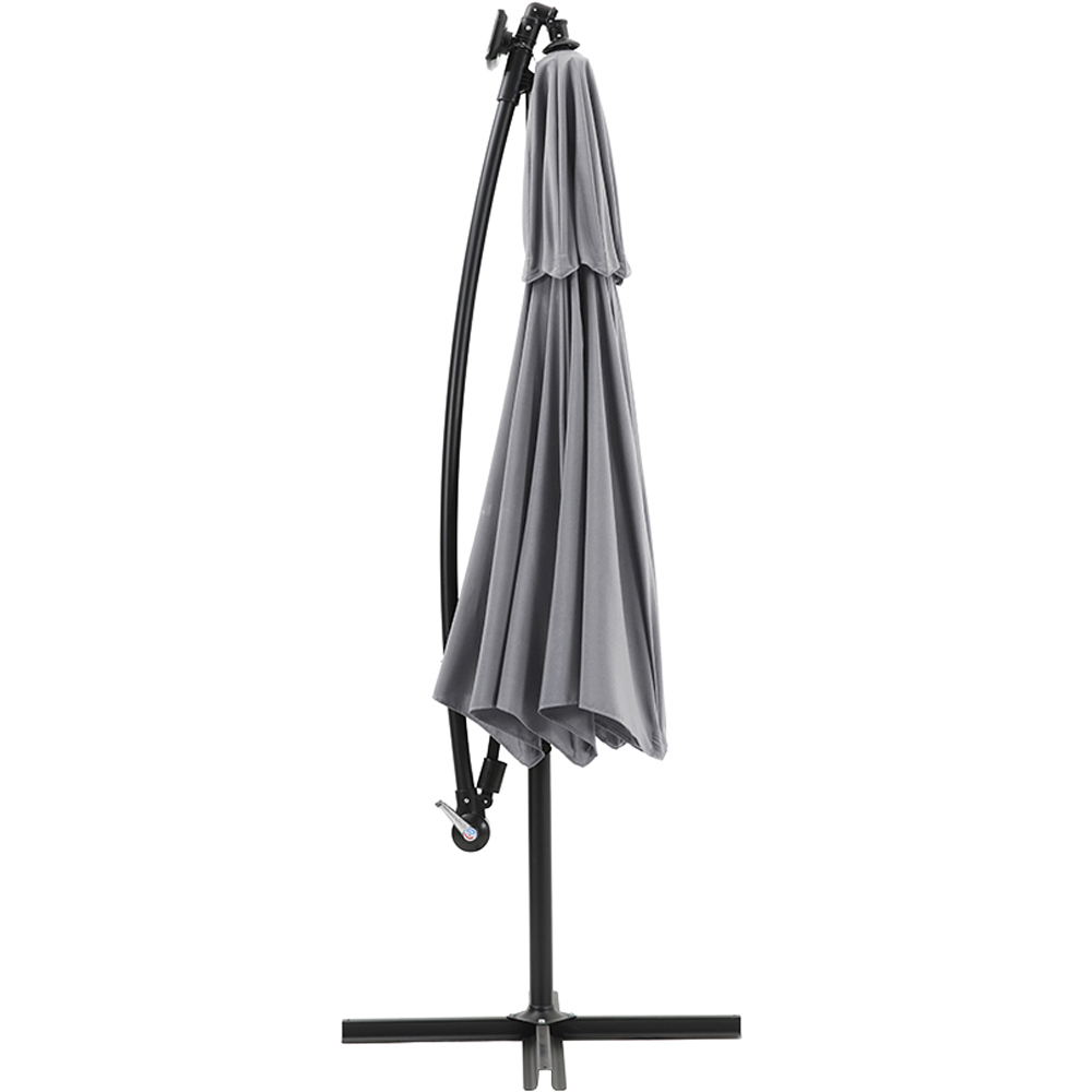Living and Home Double Top Dark Grey Solar Light Cantilever Parasol with Wheeled Base 3m Image 2