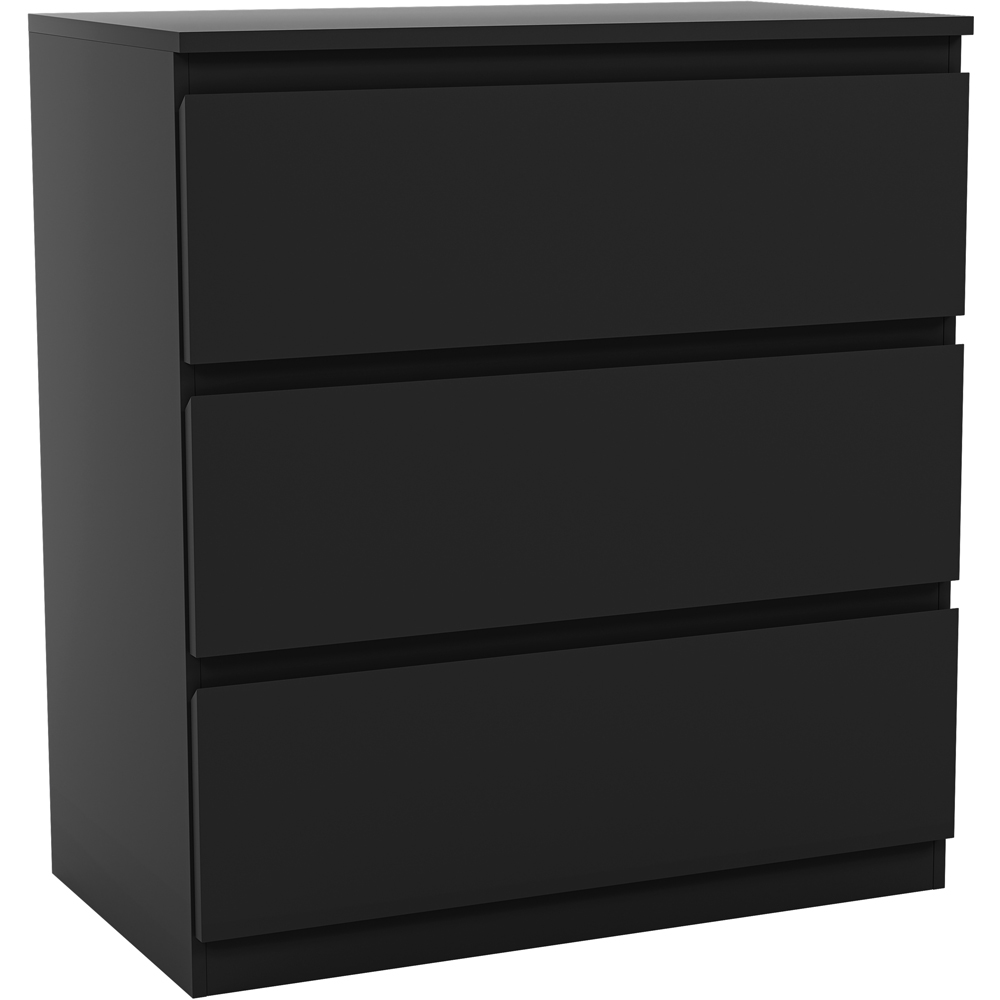 VIDA DESIGNS Denver 3 Drawer Black Chest of Drawers Image 2