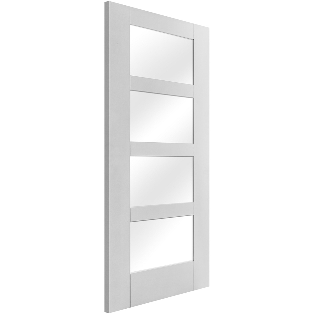 White Primed Shaker 4 Light Clear Glass Internal Door 1981 x 838mm Image 2