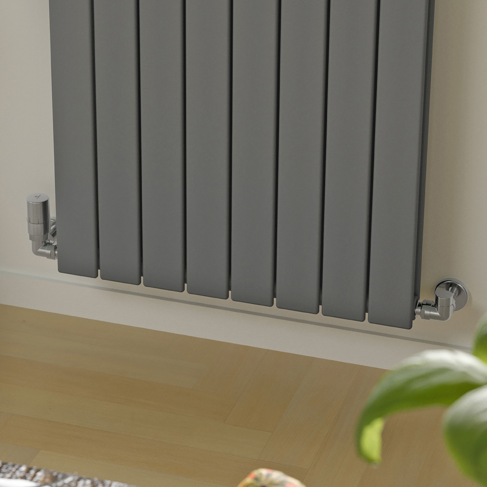 Terma Cylindrical Chrome 3-Axis Thermostatic Radiator Valve and Lockshield Set Image 2