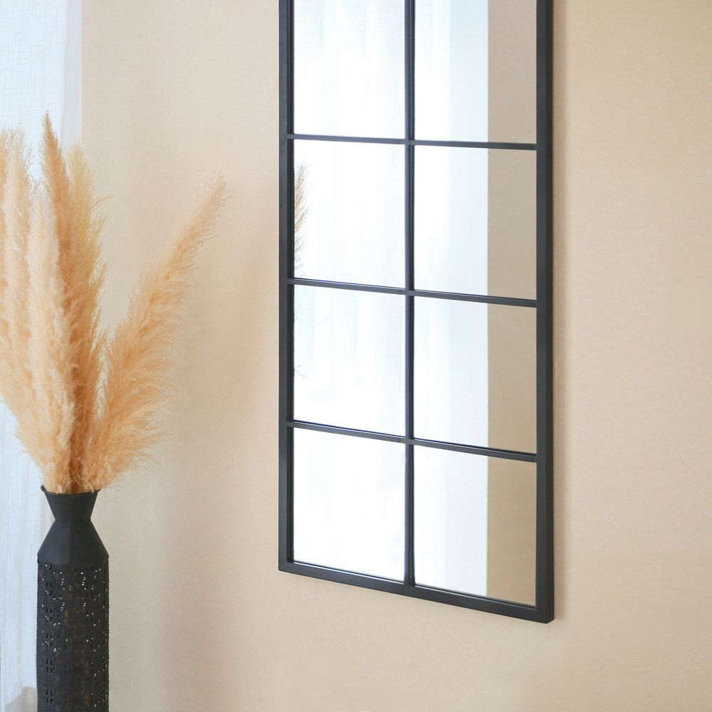 Charles Bentley Bern Black Arch Window Outdoor Wall Mirror 165 x 55cm Image 8