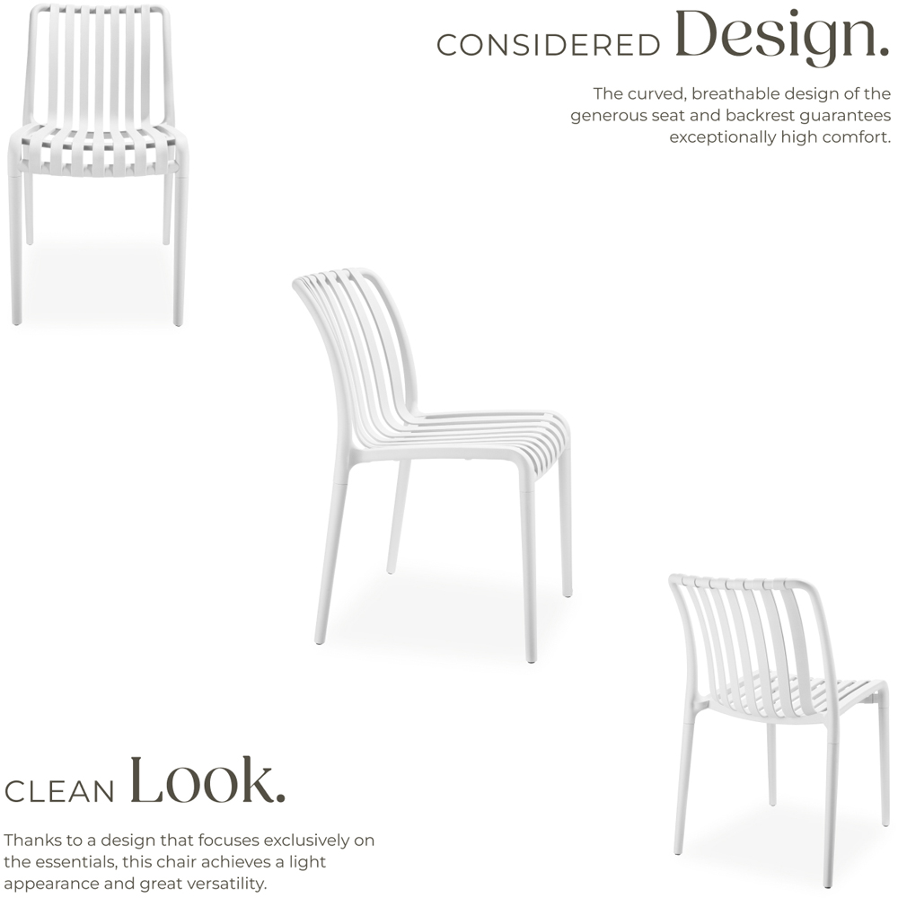 tectake Alcudia Set of 4 White Stackable Garden Chair Image 6