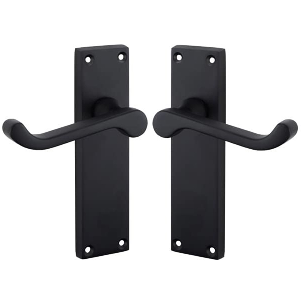Golden Grace Matt Black Victorian Scroll Lever Door Handle Pair 150mm 4 Pack Image 2