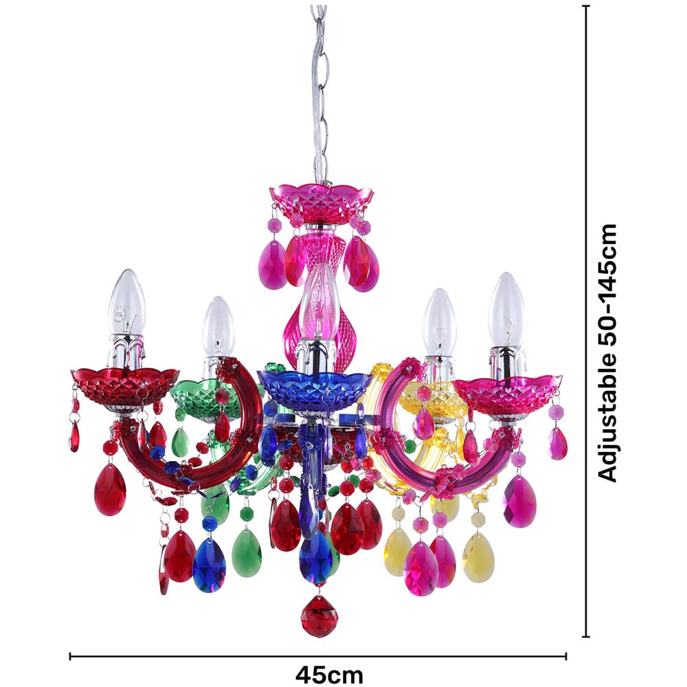 Inlight Marie Therese 5 Light Multicolour Chandelier Image 6