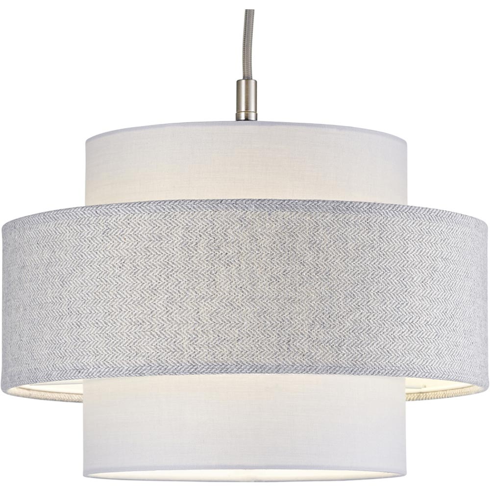 Happy Homewares Herringbone 3 Tier Grey Linen and Cotton Pendant Shade Image 6