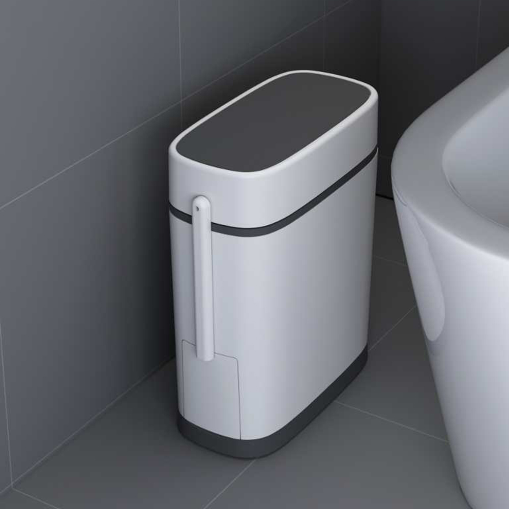 Bathroom Black Trash Can with Lid Image 5