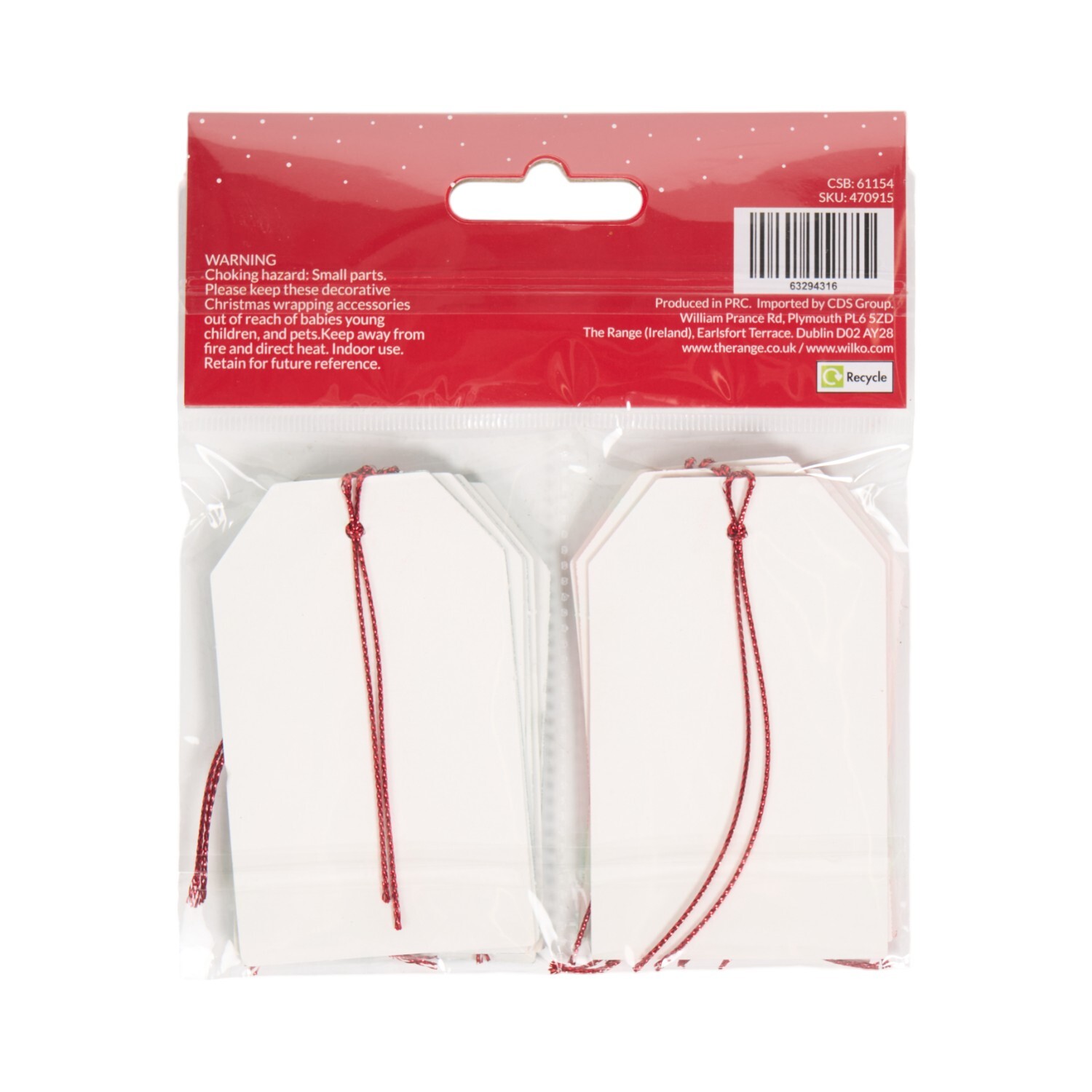 Pack of 12 Christmas Robin Gift Tags Red Image 3
