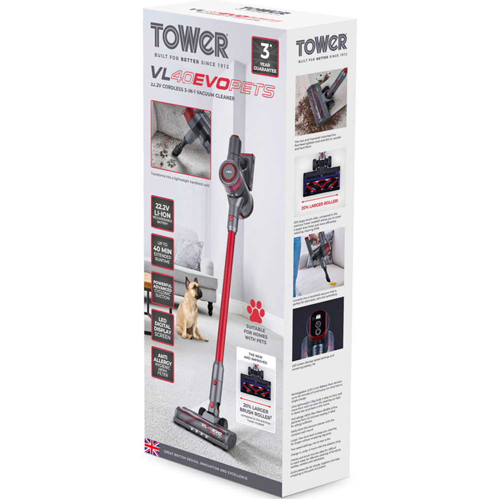 Tower VL40 Evo Pets 3-in-1 Cordless Vacuum Cleaner 22.2V Image 2