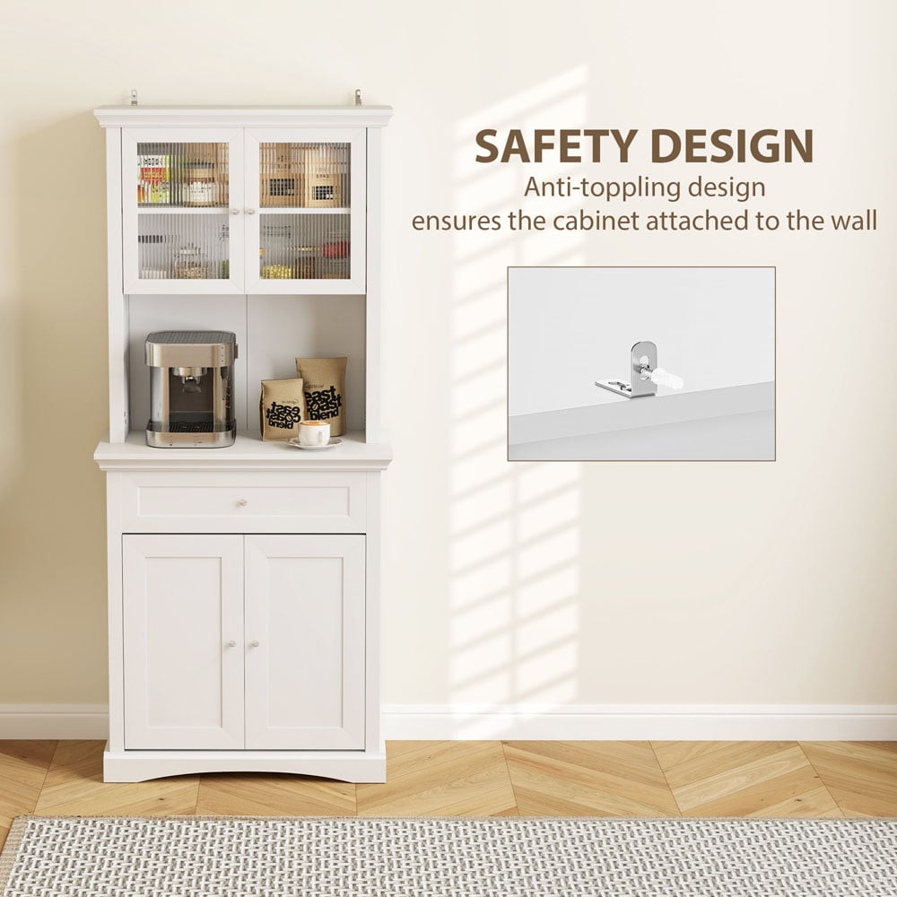 Portland 4 Door Single Drawer White Kitchen Storage Cabinet Image 4