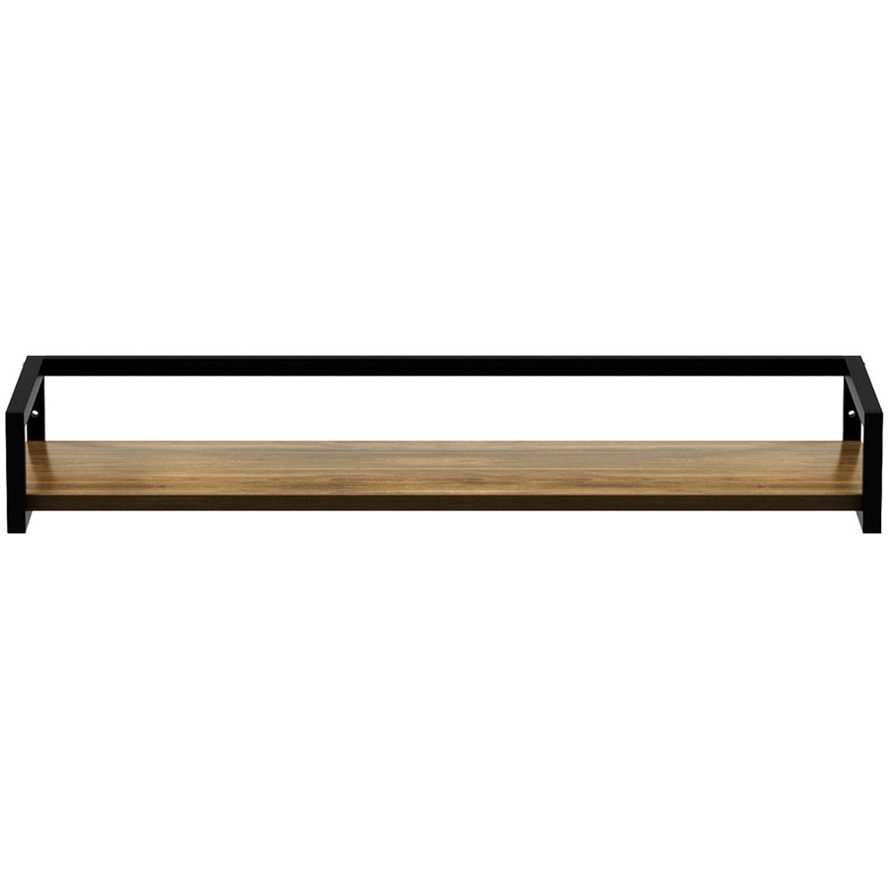 Homebase Mango Wood Effect Black Steel Frame Industrial Wall Shelf 2 Pack Image 4