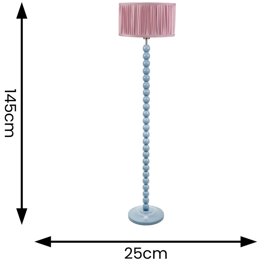 ValueLights Bobbins Ruched Pleated Blush Pink Drum Shade Powder Blue LED Floor Lamp Image 4