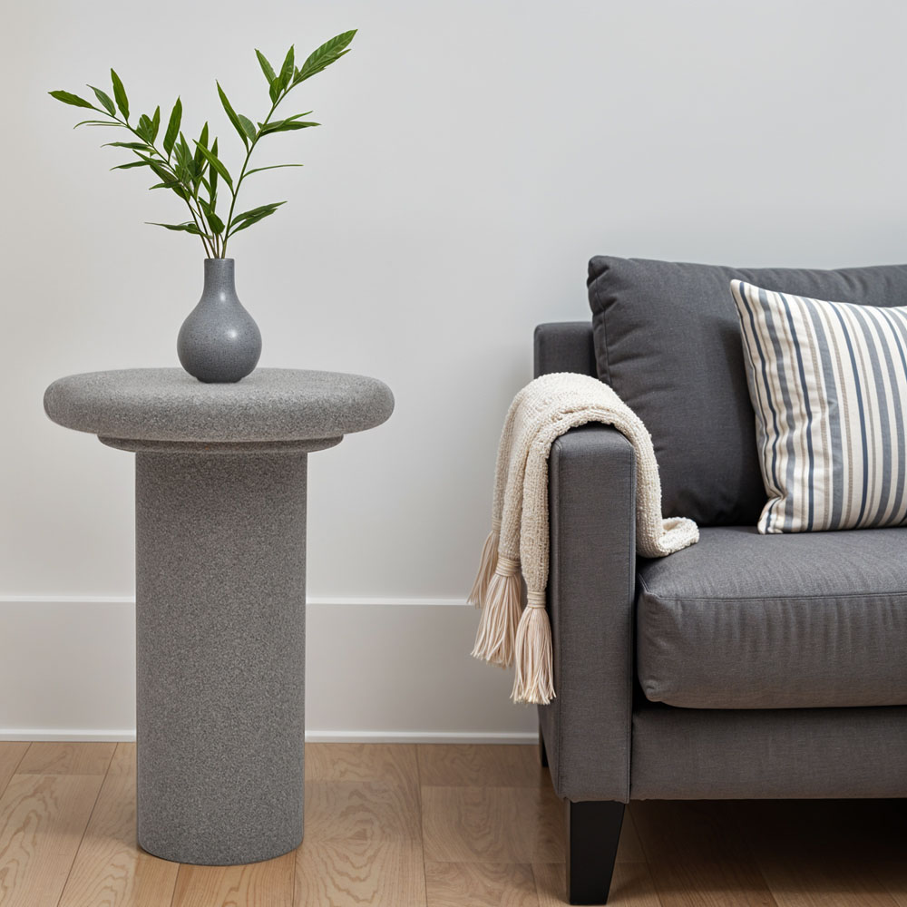 IH Design Udaipur Concrete Round End Table Image 4