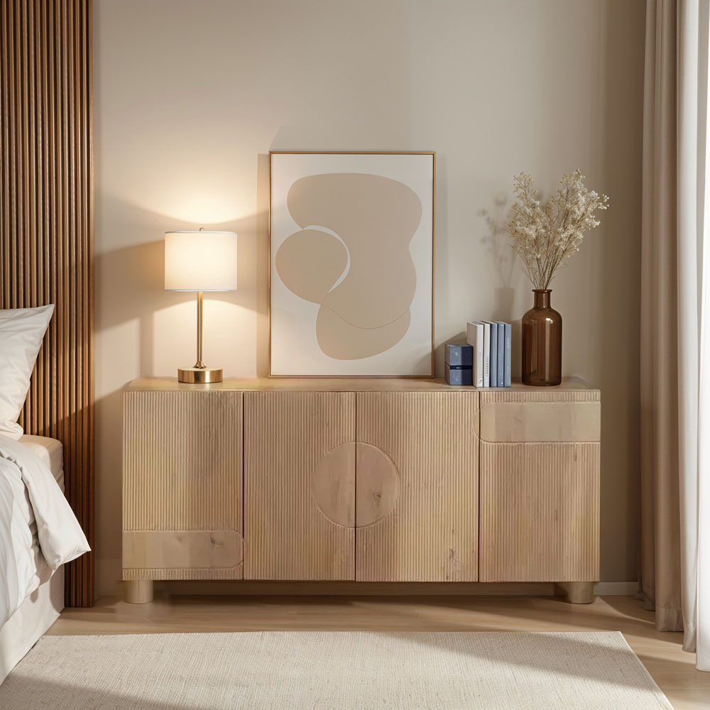 IH Design Ajmer 4 Door Solid Wood Sideboard Image 5