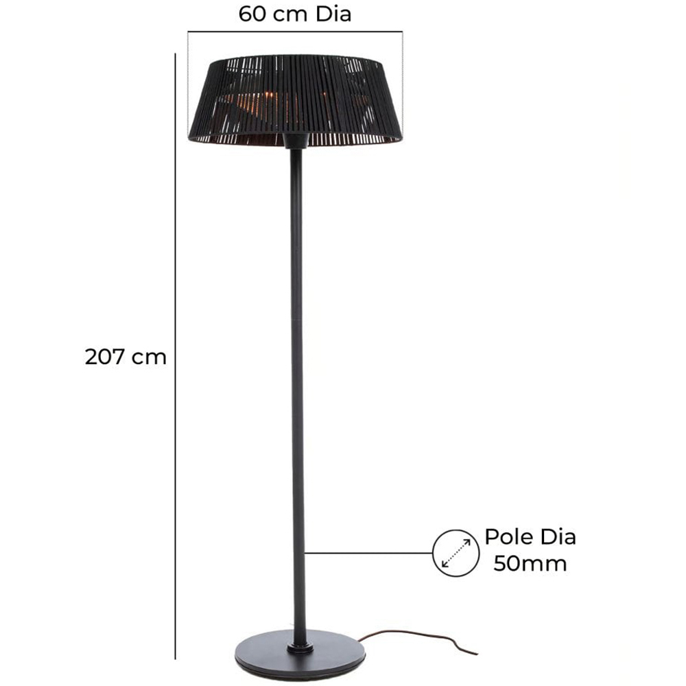 Jack Stonehouse Caldo Black Freestanding Lamp Halogen Patio Heater 2000W Image 9