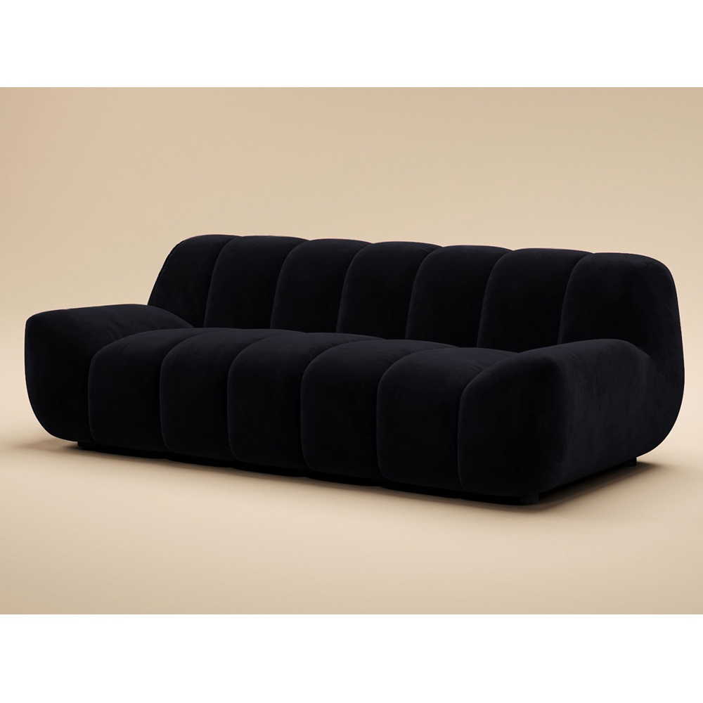 SOLACE+CO Macy Black Velvet Large 3 Seater Sofa Image 3