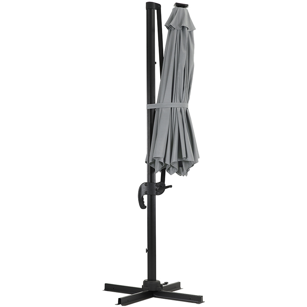 Living and Home Light Grey LED Rotatable Cantilever Parasol with Base 3m Image 4