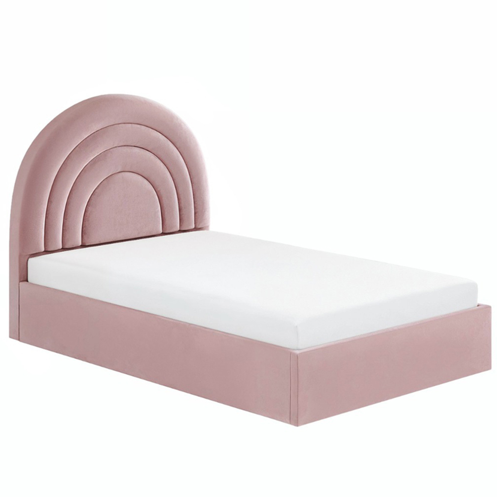 Flair Ava Small Double Pink Velvet Ottoman Bed Image 3
