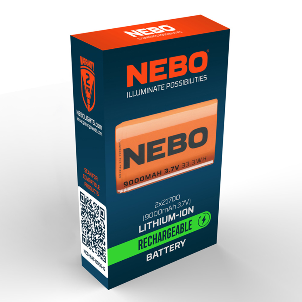 Nebo 21700 3.7V 9000mAh Lithium-Ion Rechargeable Battery 2 Pack Image 4