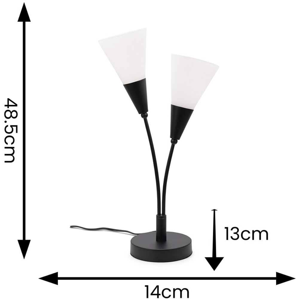 ValueLights Kristina 2 Way Frosted White Shade Black Uplighter LED Table Lamp Image 7