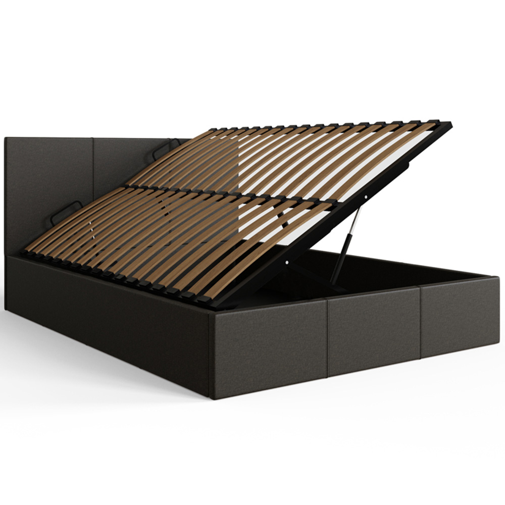 GFW King Size Grey Hopsack Fabric Side Lift Ottoman Bed with Bonnell Mattress Image 5