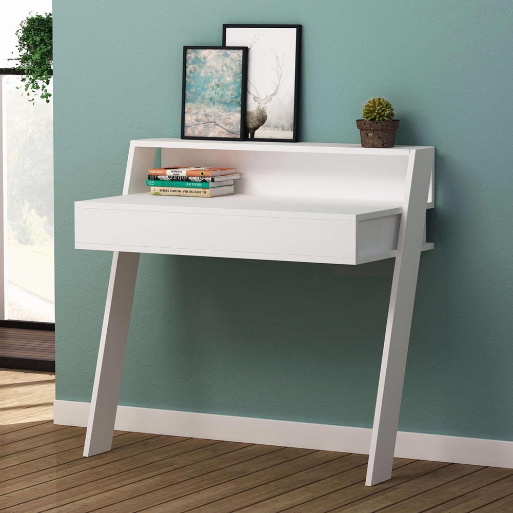 FWStyle Cowork Single Drawer Single Shelf White Wall Mounted Desk Image 4