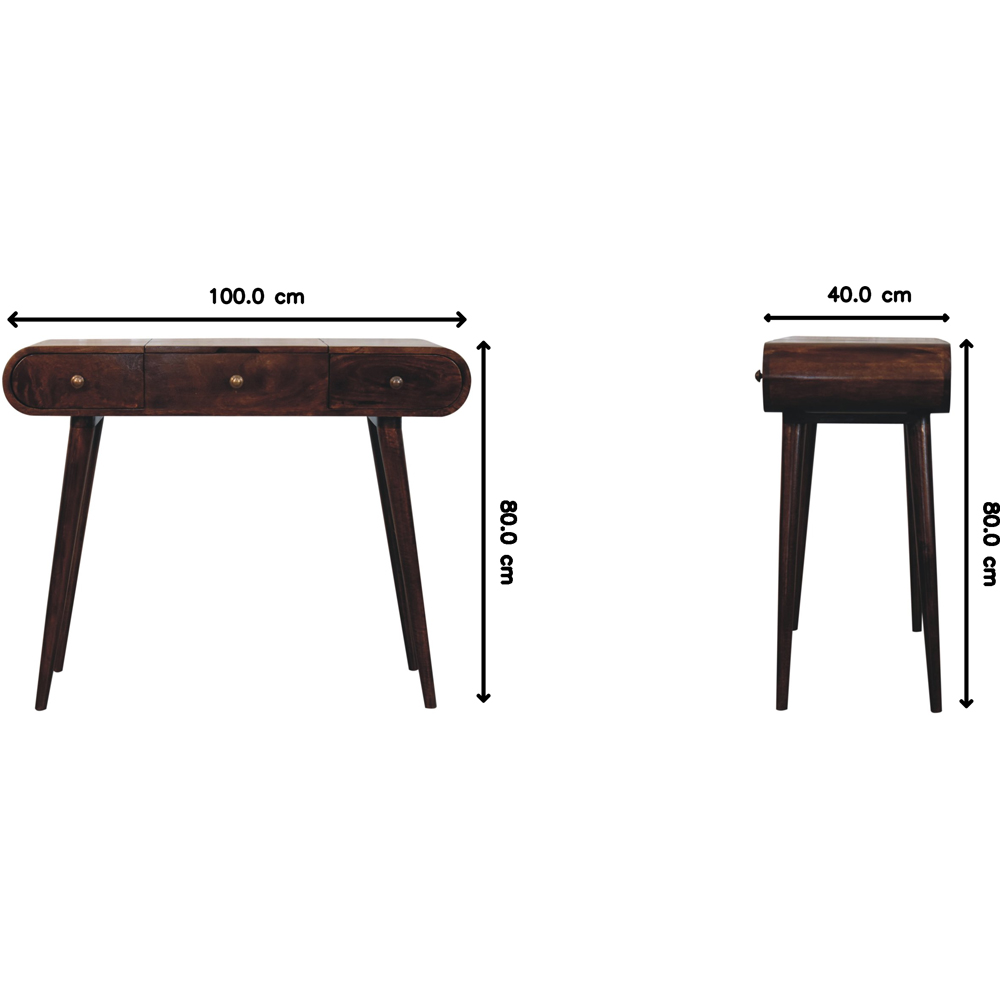 Artisan Furniture 3 Drawer Dark Brown Walnut Solid Wood Dressing Table with Foldable Mirror Image 8