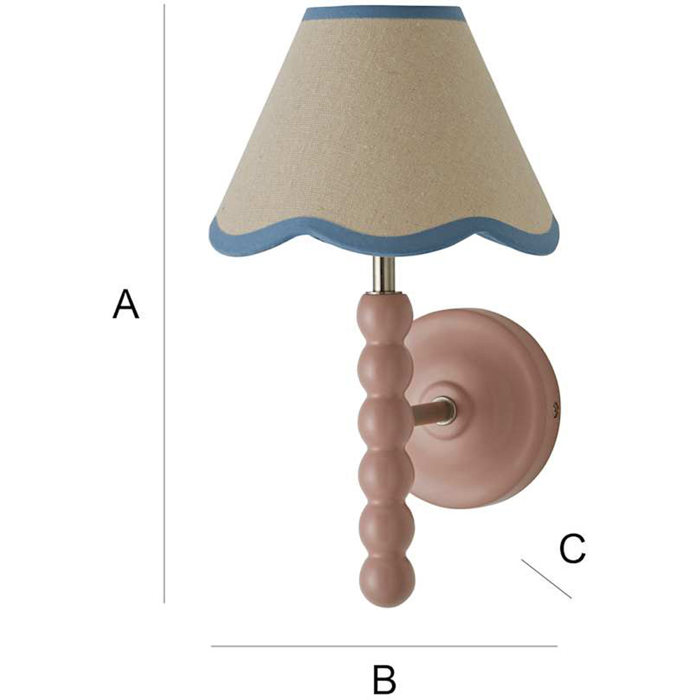 ValueLights Blue Trim Scallop Shade Pink Bobbin LED Wall Light with Bulb 2 Pack Image 7