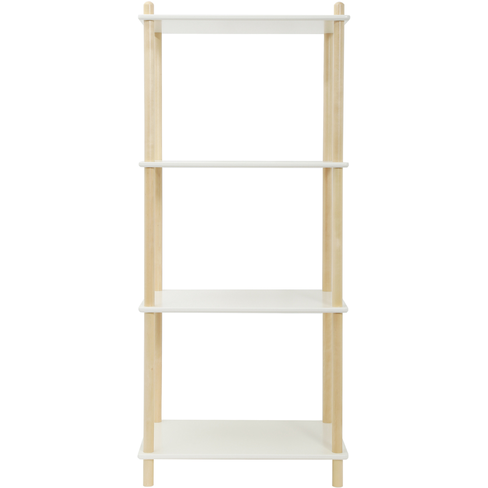 FurnitureHMD 4 Shelf Natural and White Bookcase Image 2