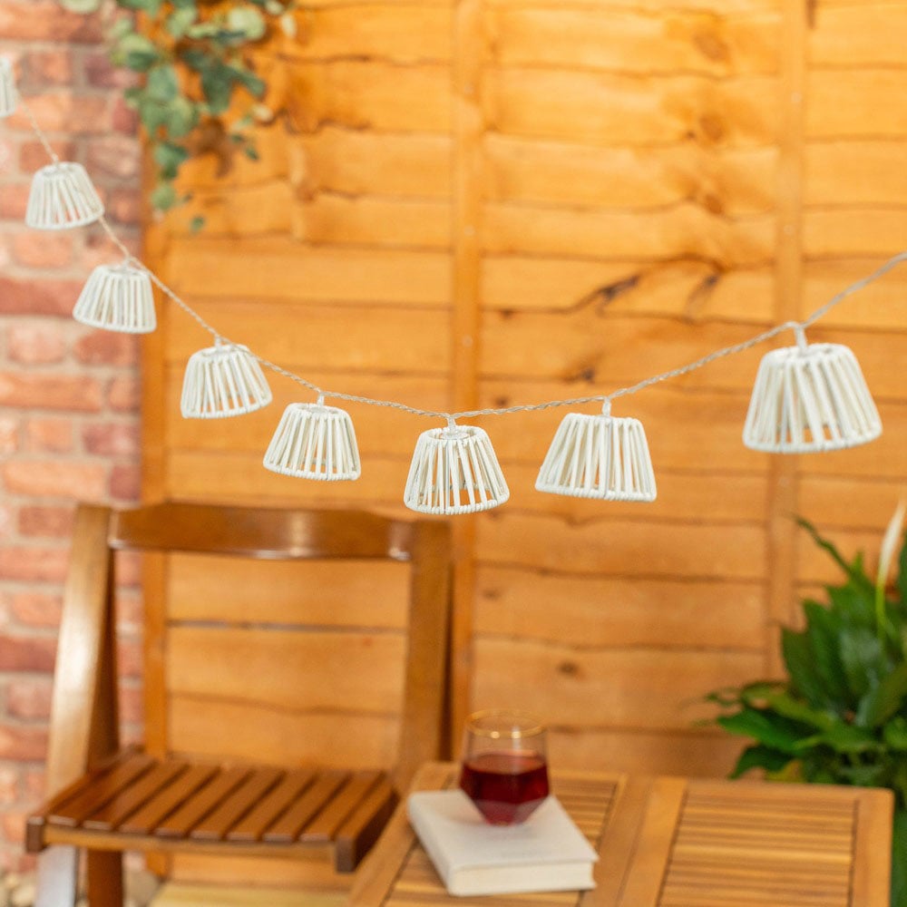 ValueLights White Rope Wicker Basket Battery Operated Outdoor Garden String Light 10 Pack Image 3