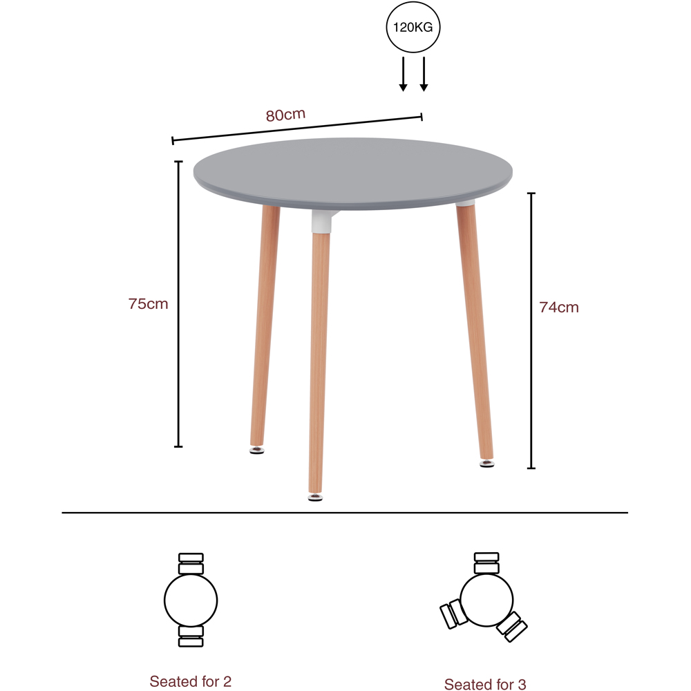 Vida Designs Batley 3 Seater Round Dining Table Grey Image 9